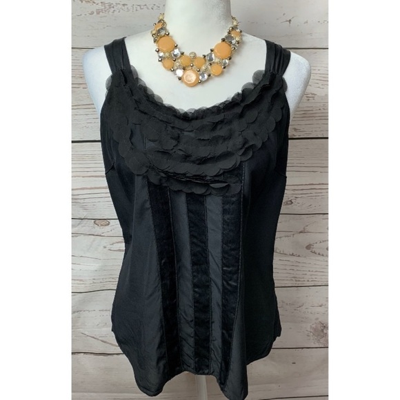 NWOT WHBM Silk Pleated Ruffle Sleeveless Top - Picture 1 of 6